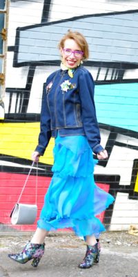 Chiffon Skirt paired with Denium Jacket Chiffon Skirt